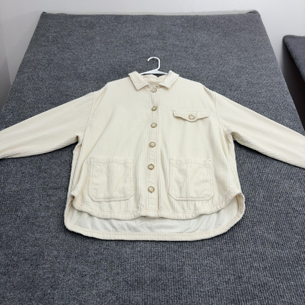 American Eagle Shirt Jacket Womens XL Cream Corduroy Button Down Shacket Boho
